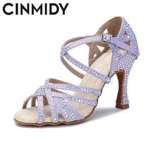 Dance Shoes CINMIDY Dance Shoes Woman Latin Dance Shoes Salsa Ballroom Dance Heels Party Performance Shoes Purple Wedding Shoes Women 230518