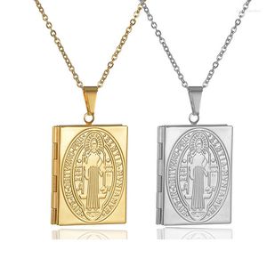 Collane con ciondolo Religioso Acciaio inossidabile Vergine Maria Libro apribile Cornice Po Collana con medaglione Gioielli Regalo di Natale Goccia