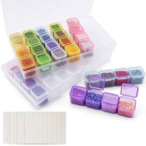Plastic Jewelry Organizer Box with 28 Compartments - Clear Rectangle Bead, Pill and Earring Storage Case (17.5x10.7x2.7 cm)