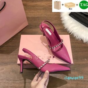 Moda yüksek topuklu elbise kadın ayakkabıları stiletto topuk slingbacks kristal çivili pompalar beyaz siyah turuncu bej kadın parti düğün