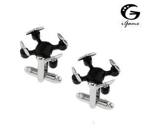 Igame New Arrival UAV Cuff Links Black Color Unmanned Aerial Vehicle Design Quality Brass Material Cufflinks無料配送