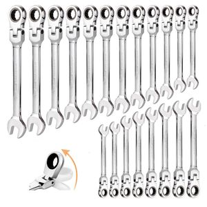 Elektrisk skiftnyckel Wozobuy Multifunktionell spärrklyftning Set Metric Chrome Vanadium Steel Flex Head Combination Spanner Key Wrench Kits Handverktyg 230517