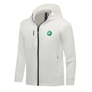 Association Sportive de Saint-Etienne Uomo Giacche Autunno cappotto caldo per il tempo libero felpa da jogging all'aperto con cappuccio Felpa con cerniera intera manica lunga Giacca sportiva casual