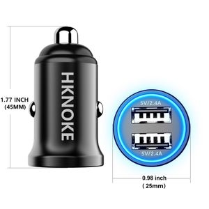 Hknoke Fast Charging USB Car Charger 4.8a 24w لـ iPhone 14/14 Plus/14 Pro Max iPad Samsung Galaxy S10