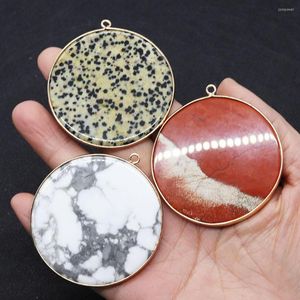 Charms 50mm Natural Stone Round Big Pendant Brazil Healing Crystal Quartz Gemstone Necklace Accessories Jewelry Making