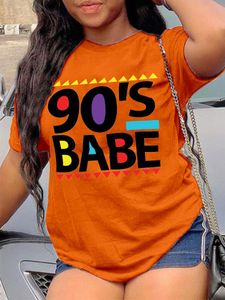 Tshirt de tamanho grande feminino LW 90 S Babe Print Camise