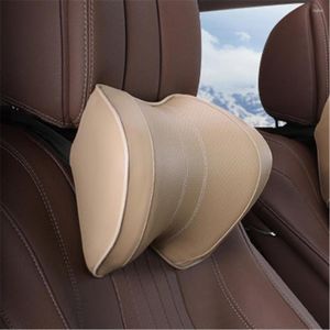 Pillow Car Seat Headrest PU Leather Neck Memory Foam Slow Rebound Travel Driving Head Support Pain Relief