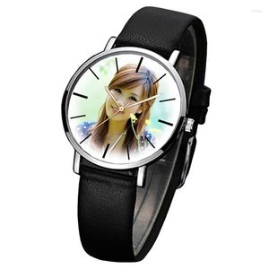 Relógios de pulso A3304 DIY Watch Gift Quartz Wrist Watches for Lover's Men Women Children Po Printing Picture Picture Instalado Wristwatch