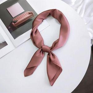 Scarves 2023 Women Silk Square Scarf Fashion Summer Solid Satin Neck Hair Tie Band Beach Hijab Head Female Foulard Free