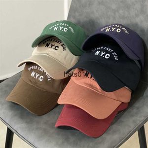 Korean NYC letter baseball cap women's summer thin style versatile sunscreen duck tongue hat with curved eaves men's big head circumference