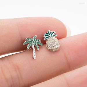 Stud Earrings Shuangshuo 925 Sterling Silver Summer Beach Style Pineapple Coconut Fine Jewelry For Women Party Gift