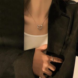 Pendant Necklaces Kpop Stainless Steel Necklace For Women Minimalist Love Pendants Clavicle Chain Sexy Choker Cute Adjustable Jewelry