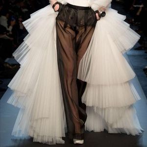 スカート到着ファッションチューツレディースフリルチュールふわふわスカートロングアイボリーカスタムメイドカラーサイズ