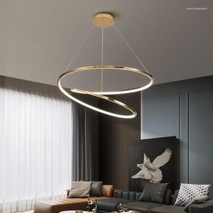 Pendantlampor Moderna rostfritt stålbelysningar Led Gold Luxury Living Room Restaurant El Creative Minimalist Illumination Deco Hanglamp