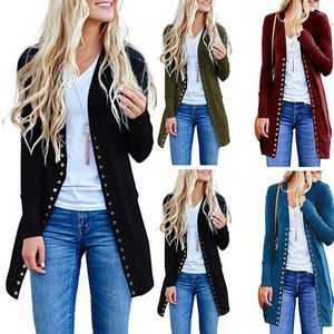 Damenjacken Schöne Frauen Frühling Herbst Knopf Strickjacke Damen Casual Lange Ärmel Outwear Mantel