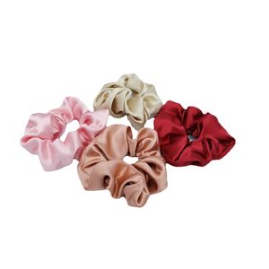 Elastic rubber band silk fabric hair tie multicolour women simple trendy retro roll satin scrunchies elegant hair accessories black purple ba05 Q2