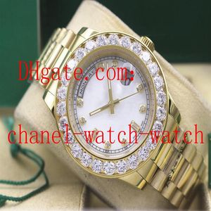 41mm 18kt 골드 데이 데이트 대통령 빅 다이아몬드 118238 자동 운동 시계 화이트 다이얼 남성 스포츠 손목 시계 2433