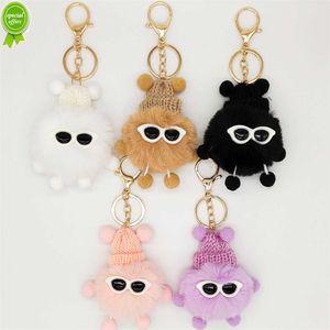 Nya 12 färger kawaii mini briketter plysch nyckelring tecknad pälsboll docka metall nyckelring för kvinnor män ryggsäck tillbehör gåvor