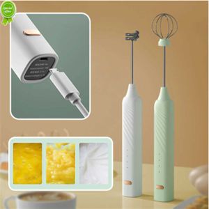 New Rechargeable Handheld Foamer High Egg Speed Electric Milk Frother Foam Maker Mixer Coffee Drink Frothing Wand USB2 In 1 Portable