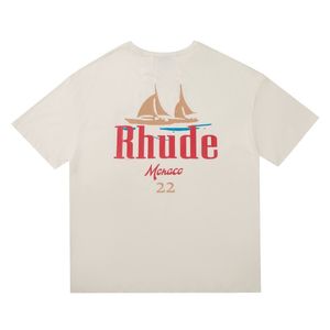 Rhude Summer Designer Casual Top Monogram Printed And Women's Short Sleeve Fashion T-Shirt Skateboard Men's Shirt Trend 238