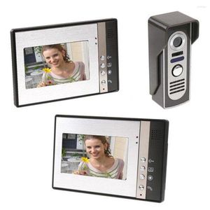 Video Door Phones Mountainone Phone Kit Doorbell 2 Monitors 7 Inch 1 Camera High Definition Built-in Light Sensor Handfree Intercoms