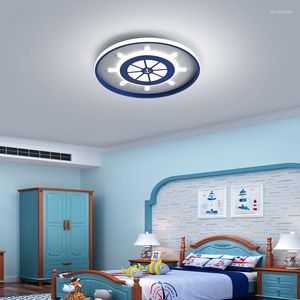 Żyrandole Led Modern Blue Cartoon Lampy żyrandolowe do sypialni Pokój dziecięcy piracki światła Deco oświetlenie Luminaire