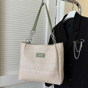 Stuff Sacks Ladies Hand-Woven Handbags Women Chains Casual Shoulder Crossbody Bag Summer Beach Tote Bags Straw Top-Handle Bags