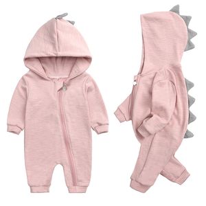 Pagliaccetti Primavera Bambini Tales born Baby Pagliaccetto Solido Con Cappuccio Dino Ragazzi Ragazze Pagliaccetto Cotone Babywear 4 Colori 230517