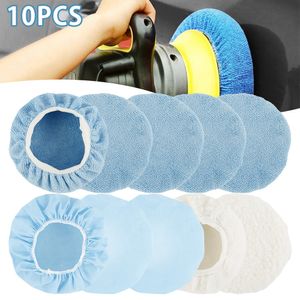 Polishing Pads 10Pcs 9 10 Inch Car Polishing Pad Auto Microfiber Bonnet Polisher Soft Wool Wax Wash Buffer Cover Cleaning Tools Accessories 230518