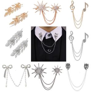 Fashion Gentleman Tassel Brooch For Men Woman Suit Shirt Collar Chain Lapel Star Music Pin Lion Retro Wedding Dinner Accessories