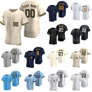 Baseball 22 Christian Yelich Jersey 27 Willy Adames 9 Brian Anderson 11 Rowdy Tellez 0 Brice Turang 28 Joey Wiemer 39 Corbin Burnes 6 Lorenzo Cain Mulher Mulher N-J-R