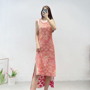 Casual Dresses M-Aje Floral Reversible Dress Sleeveless Side Slit Fit Midi Dress for Women