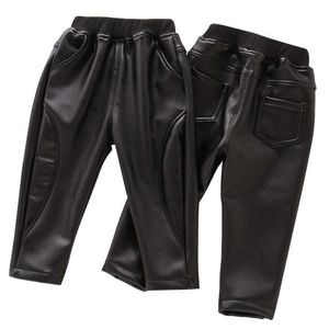 Leather Pants For Boys Solid Color Girls Trousers Mid Wiat Children's Spring Autumn Toddler Clothes Girl 210528303h