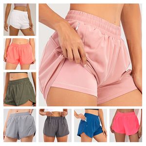 Calças curtas femininas para ioga, roupas femininas para ioga, shorts de cintura alta, roupas para exercícios, meninas, calças elásticas para adultos, roupas esportivas LU-068