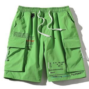 Męskie szorty męskie krótkie krótkie krótkie szorty HARAJUKU Męskie wstążki kieszenie na Bermuda Kolan Patchwork Shorts 230518