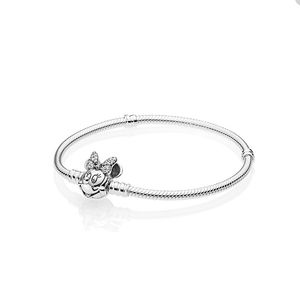 Snake Chain Charm Armband för Pandora Authentic Sterling Silver Party Jewelry Designer Armband för Women Sisters Gift Hand Chain Armband med Original Box