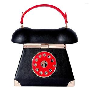 イブニングバッグヴィンテージの電話の形をした女性財布とハンドバッグデザイナーパーティークラッチシックなショルダーバッグ女性革のクロスボディトート