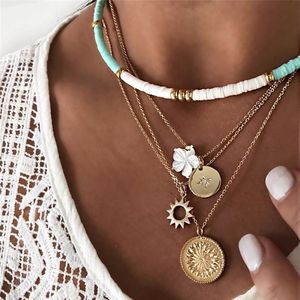 Colares pendentes Bohemian Colorful Withs for Women Cheker Fashion Shell Heart Jewelry 230517