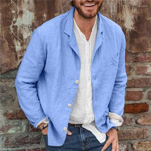 Men's Casual Shirts 2023 Men's Solid Long Sleeve Turn-down Collar Cardigan Fall Spring Outdoor Sport Fashion Top Streetwear