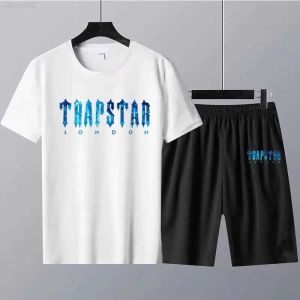 Men's T-Shirts New Summer Trapstar T Shirt and Shorts Set Luxury Brand Cotton Men's TShirt Print 2 Piece Suit Women's Tracksuit High quality wholesale