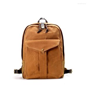 Backpack M493 Super Quality! American Vintage Waterproof Heavy Wax Canvas Unisex Computer Travel Bag 15oz Camping Backpacks