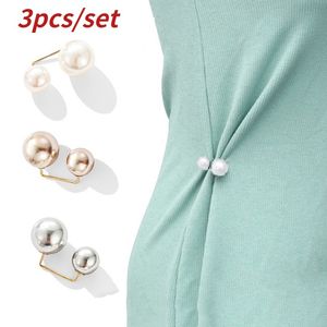 3st/Set Women Fashion Drawing Waistband Pin Double Pearl Brosches Metal Lapel Pin Brosch Pins tröja Skjorta Cardigan Brosch