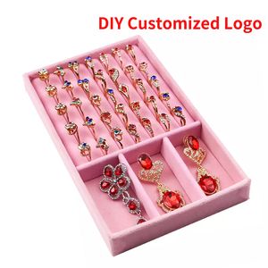 Smyckestativ Mordoa Pink Velvet Suede Ringörhängen Arrangör Ear Studs Display Holder Rack Showcase Plate Fashion Box 230517