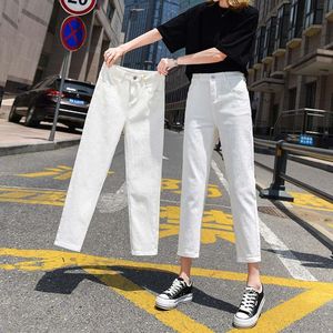 Dżinsy kobiety białe dżinsowe spodnie Summer Spring Solid Kolor Stretch Hallen Dżinsy Casua Loose Ladies Capris Dżinsy Y359