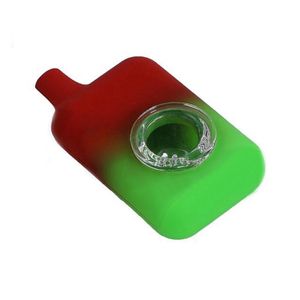 Colorful Silicone Mini Hand Pipes Portable Style Removable Glass Filter Nineholes Screen Bowl Dry Herb Tobacco Cigarette Holder Hookah Waterpipe Bong Smoking DHL