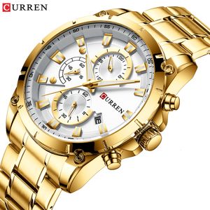 Нарученные часы Curren Mens Watches Fashion Top Brand Luxury Business Automatic Date Men Casual Waterpronation Relogio Masculinobox 230517