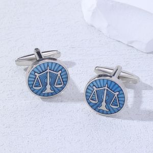 Office OL Lawyer Scales Of Justice Attorney Law Legal Pair Cufflinks Blue Enamel Court Logo Balance In Sunshine Cuff Links