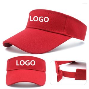 Berets 10pcs Print Logo Summer Visor Caps Sports Beathable Long Brim Empty Top Baseball Sun Cap Hat Snapback Trucker Bone Hats