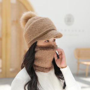 Hüte Schals Handschuhe Sets 2023 Mode Warme Winter Hut Schal Set Frauen Dame Windstop Schleife Für