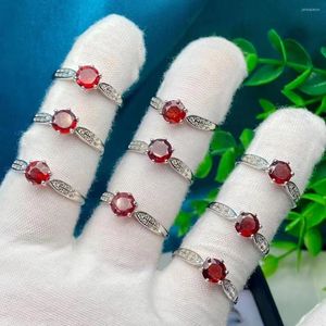 Klaster pierścionków 10pcs moda naturalny pierścionek z granatem dla kobiet luksusowy kamień szlachetny Regulowane damskie prezenty biżuterii